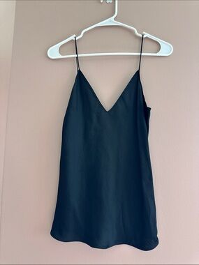 Theory Black Satin V-Neck Camisole